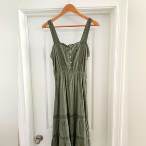 AERIE Olive Boho Midi Dress